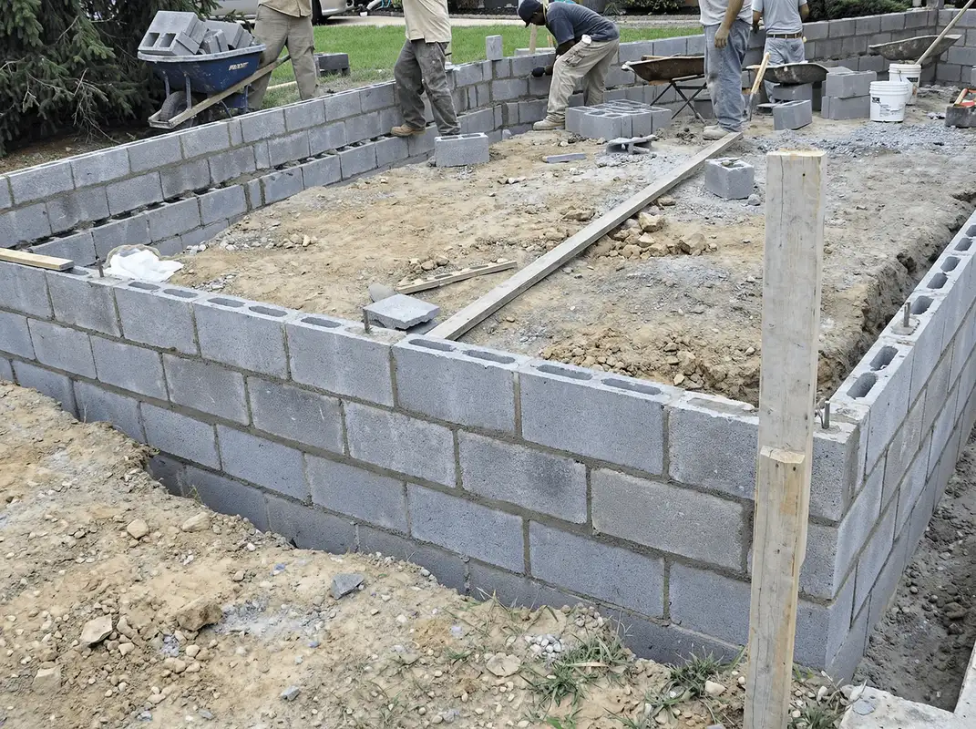 Professionals building a foundation with blocks in Allentown, PA