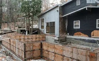 Prepared site with foundation forms for home remodeling and addition project in Allentown, PA